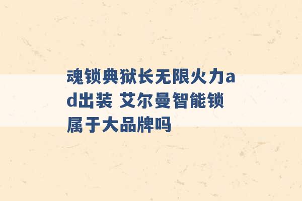 魂锁典狱长无限火力ad出装 艾尔曼智能锁属于大品牌吗 -第1张图片-电信联通移动号卡网