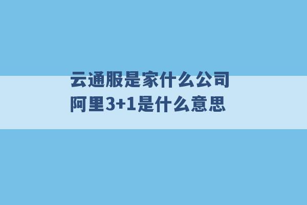 云通服是家什么公司 阿里3+1是什么意思 -第1张图片-电信联通移动号卡网