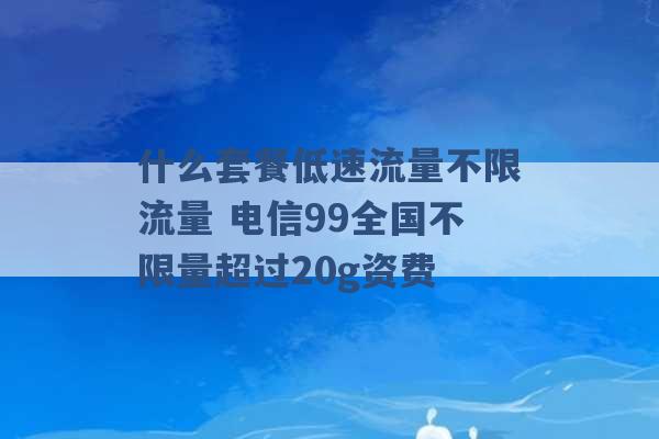 什么套餐低速流量不限流量 电信99全国不限量超过20g资费 -第1张图片-电信联通移动号卡网