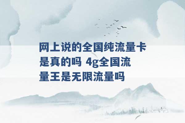 网上说的全国纯流量卡是真的吗 4g全国流量王是无限流量吗 -第1张图片-电信联通移动号卡网