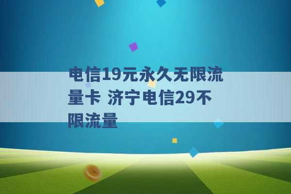 电信19元永久无限流量卡 济宁电信29不限流量 -第1张图片-电信联通移动号卡网