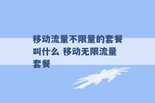 移动流量不限量的套餐叫什么 移动无限流量套餐 -第1张图片-电信联通移动号卡网