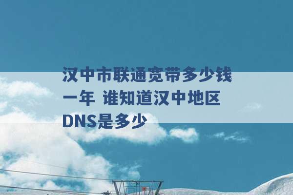 汉中市联通宽带多少钱一年 谁知道汉中地区DNS是多少 -第1张图片-电信联通移动号卡网