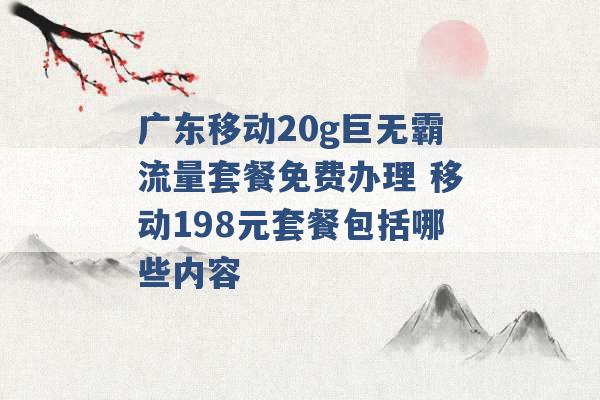 广东移动20g巨无霸流量套餐免费办理 移动198元套餐包括哪些内容 -第1张图片-电信联通移动号卡网