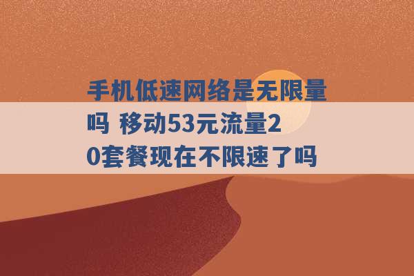 手机低速网络是无限量吗 移动53元流量20套餐现在不限速了吗 -第1张图片-电信联通移动号卡网