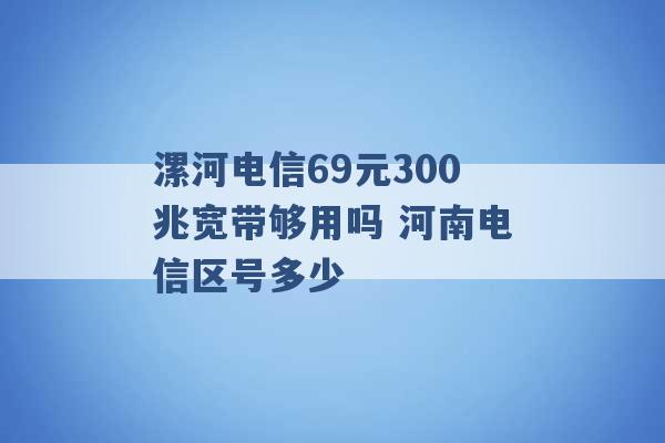 漯河电信69元300兆宽带够用吗 河南电信区号多少 -第1张图片-电信联通移动号卡网