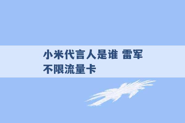 小米代言人是谁 雷军不限流量卡 -第1张图片-电信联通移动号卡网