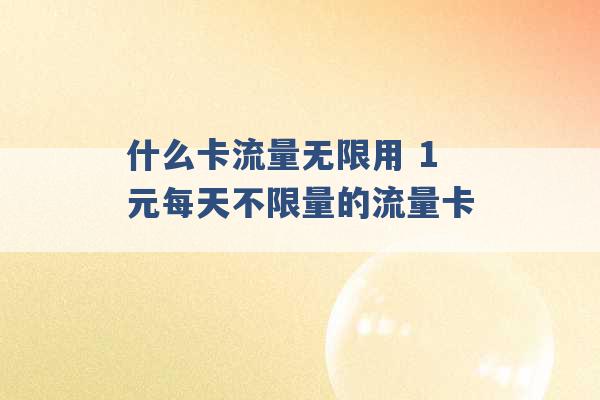 什么卡流量无限用 1元每天不限量的流量卡 -第1张图片-电信联通移动号卡网