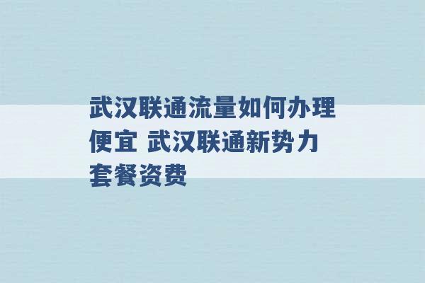 武汉联通流量如何办理便宜 武汉联通新势力套餐资费 -第1张图片-电信联通移动号卡网