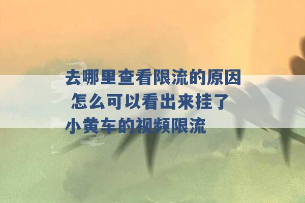 去哪里查看限流的原因 怎么可以看出来挂了小黄车的视频限流 -第1张图片-电信联通移动号卡网