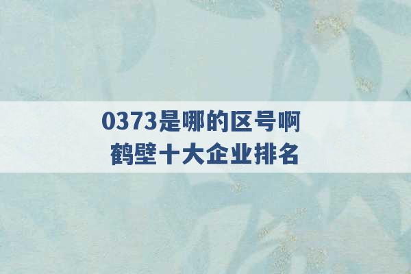 0373是哪的区号啊 鹤壁十大企业排名 -第1张图片-电信联通移动号卡网