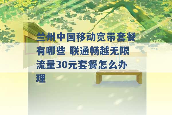 兰州中国移动宽带套餐有哪些 联通畅越无限流量30元套餐怎么办理 -第1张图片-电信联通移动号卡网