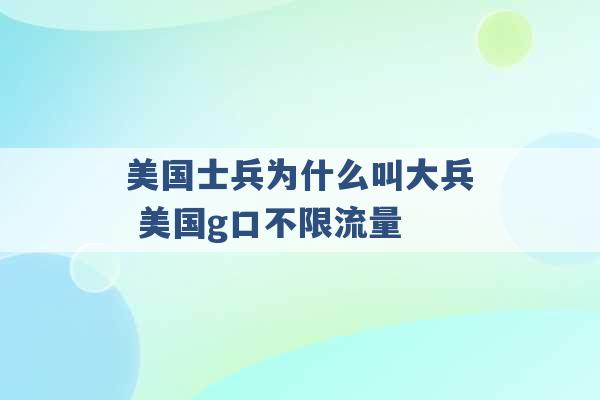 美国士兵为什么叫大兵 美国g口不限流量 -第1张图片-电信联通移动号卡网