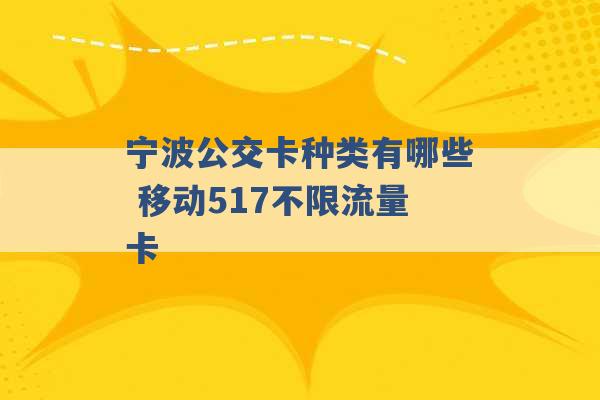 宁波公交卡种类有哪些 移动517不限流量卡 -第1张图片-电信联通移动号卡网