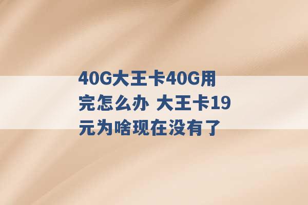 40G大王卡40G用完怎么办 大王卡19元为啥现在没有了 -第1张图片-电信联通移动号卡网