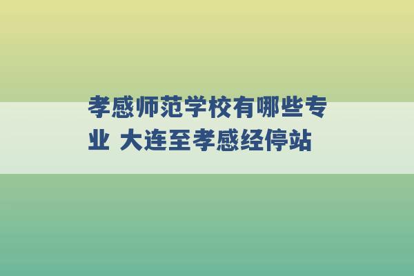 孝感师范学校有哪些专业 大连至孝感经停站 -第1张图片-电信联通移动号卡网