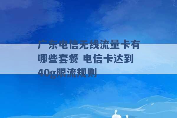 广东电信无线流量卡有哪些套餐 电信卡达到40g限流规则 -第1张图片-电信联通移动号卡网