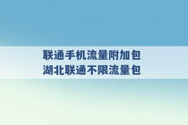 联通手机流量附加包 湖北联通不限流量包 -第1张图片-电信联通移动号卡网