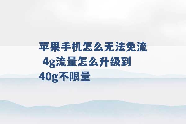 苹果手机怎么无法免流 4g流量怎么升级到40g不限量 -第1张图片-电信联通移动号卡网