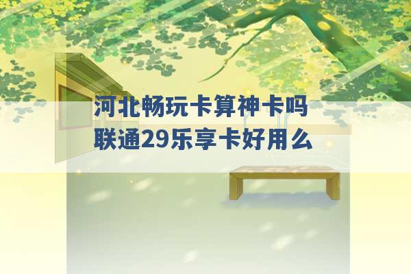 河北畅玩卡算神卡吗 联通29乐享卡好用么 -第1张图片-电信联通移动号卡网