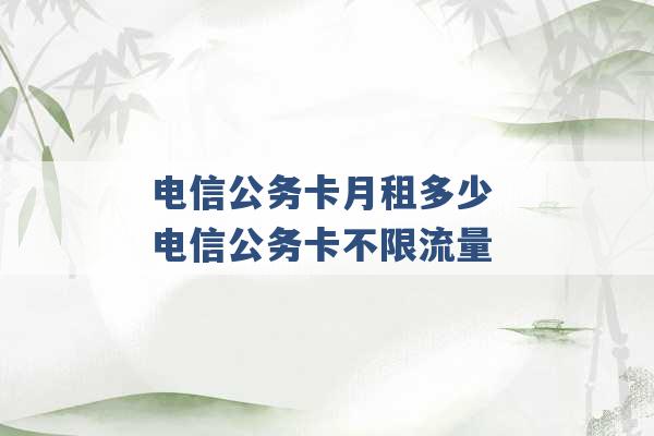 电信公务卡月租多少 电信公务卡不限流量 -第1张图片-电信联通移动号卡网