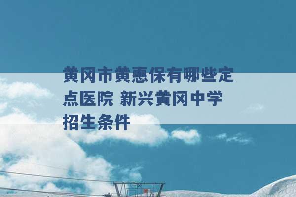 黄冈市黄惠保有哪些定点医院 新兴黄冈中学招生条件 -第1张图片-电信联通移动号卡网