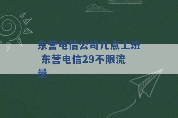 东营电信公司几点上班 东营电信29不限流量 -第1张图片-电信联通移动号卡网