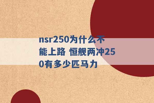 nsr250为什么不能上路 恒舰两冲250有多少匹马力 -第1张图片-电信联通移动号卡网