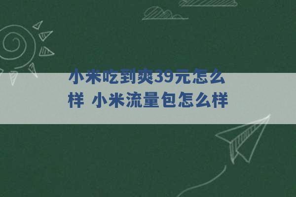 小米吃到爽39元怎么样 小米流量包怎么样 -第1张图片-电信联通移动号卡网