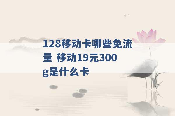 128移动卡哪些免流量 移动19元300g是什么卡 -第1张图片-电信联通移动号卡网