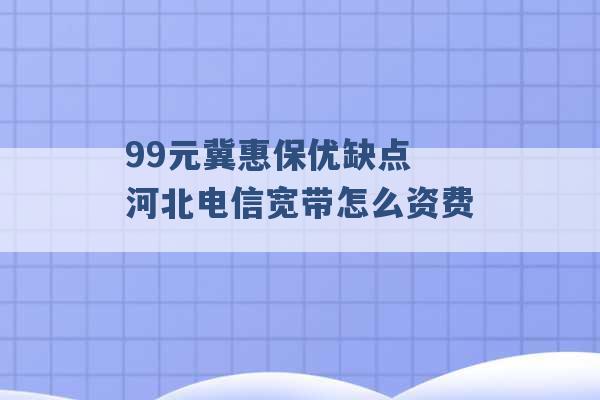 99元冀惠保优缺点 河北电信宽带怎么资费 -第1张图片-电信联通移动号卡网