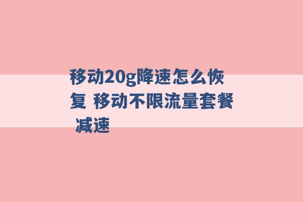 移动20g降速怎么恢复 移动不限流量套餐 减速 -第1张图片-电信联通移动号卡网