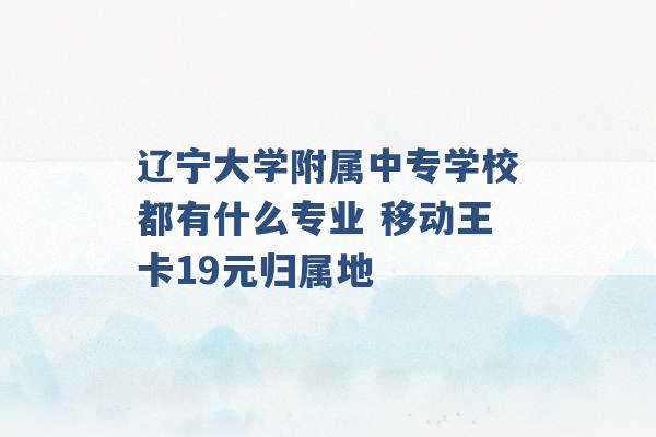 辽宁大学附属中专学校都有什么专业 移动王卡19元归属地 -第1张图片-电信联通移动号卡网