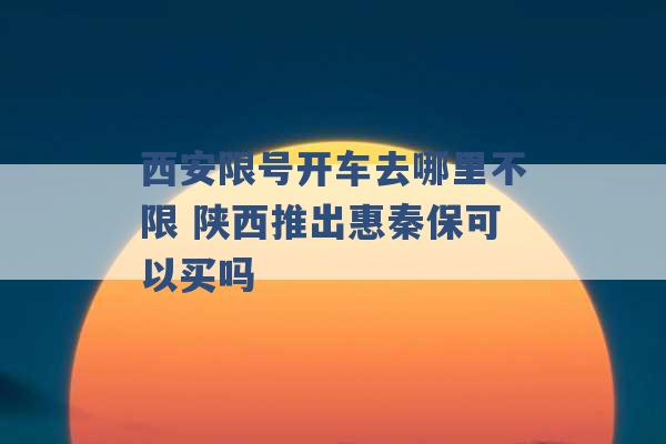 西安限号开车去哪里不限 陕西推出惠秦保可以买吗 -第1张图片-电信联通移动号卡网