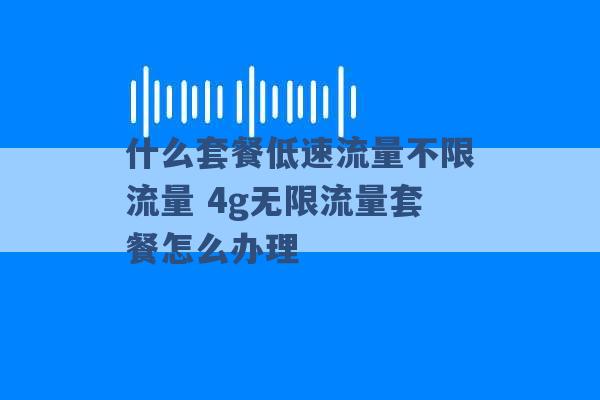 什么套餐低速流量不限流量 4g无限流量套餐怎么办理 -第1张图片-电信联通移动号卡网