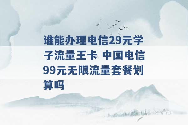 谁能办理电信29元学子流量王卡 中国电信99元无限流量套餐划算吗 -第1张图片-电信联通移动号卡网