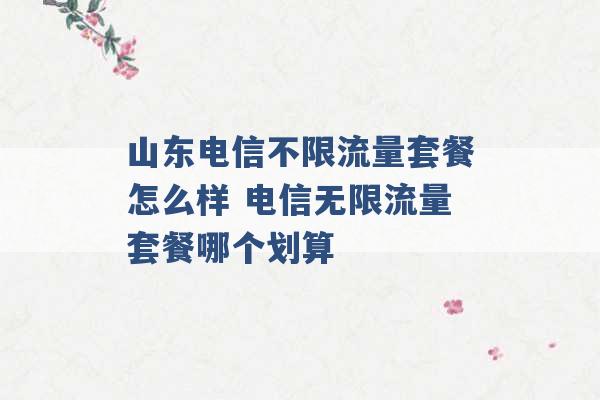 山东电信不限流量套餐怎么样 电信无限流量套餐哪个划算 -第1张图片-电信联通移动号卡网