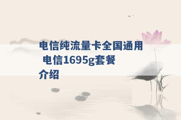 电信纯流量卡全国通用 电信1695g套餐介绍 -第1张图片-电信联通移动号卡网