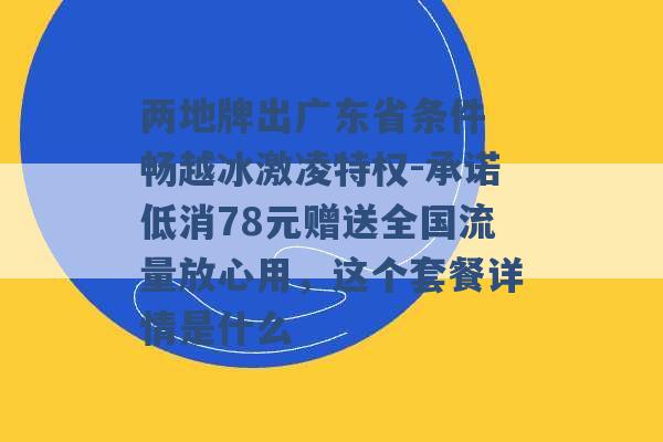 两地牌出广东省条件 畅越冰激凌特权-承诺低消78元赠送全国流量放心用，这个套餐详情是什么 -第1张图片-电信联通移动号卡网