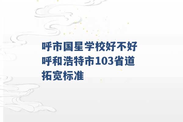 呼市国星学校好不好 呼和浩特市103省道拓宽标准 -第1张图片-电信联通移动号卡网