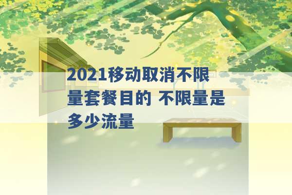 2021移动取消不限量套餐目的 不限量是多少流量 -第1张图片-电信联通移动号卡网