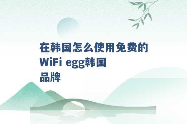 在韩国怎么使用免费的WiFi egg韩国品牌 -第1张图片-电信联通移动号卡网