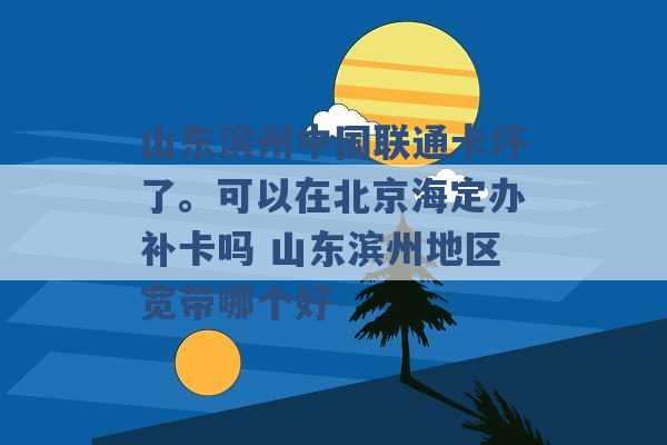 山东滨州中国联通卡坏了。可以在北京海定办补卡吗 山东滨州地区宽带哪个好 -第1张图片-电信联通移动号卡网