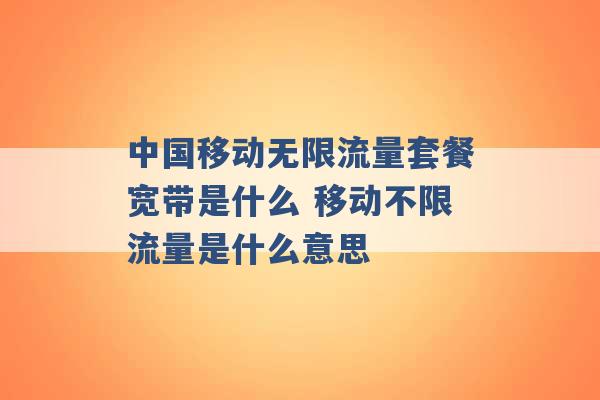 中国移动无限流量套餐宽带是什么 移动不限流量是什么意思 -第1张图片-电信联通移动号卡网