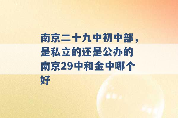 南京二十九中初中部，是私立的还是公办的 南京29中和金中哪个好 -第1张图片-电信联通移动号卡网