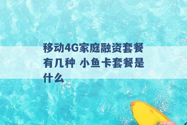 移动4G家庭融资套餐有几种 小鱼卡套餐是什么 -第1张图片-电信联通移动号卡网