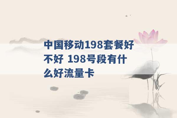 中国移动198套餐好不好 198号段有什么好流量卡 -第1张图片-电信联通移动号卡网