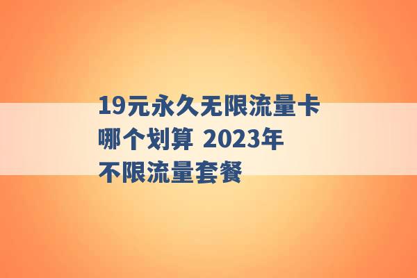 19元永久无限流量卡哪个划算 2023年不限流量套餐 -第1张图片-电信联通移动号卡网