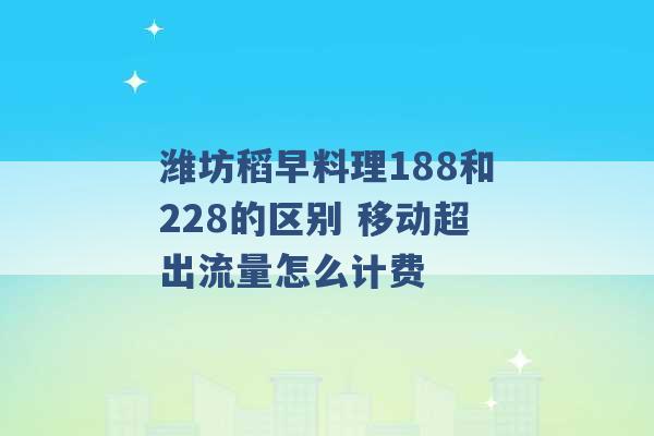 潍坊稻早料理188和228的区别 移动超出流量怎么计费 -第1张图片-电信联通移动号卡网