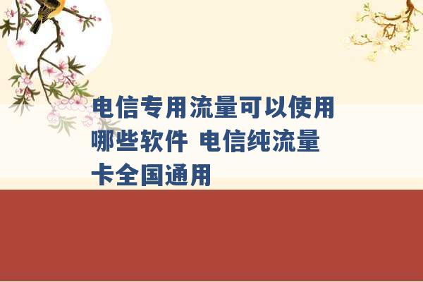 电信专用流量可以使用哪些软件 电信纯流量卡全国通用 -第1张图片-电信联通移动号卡网